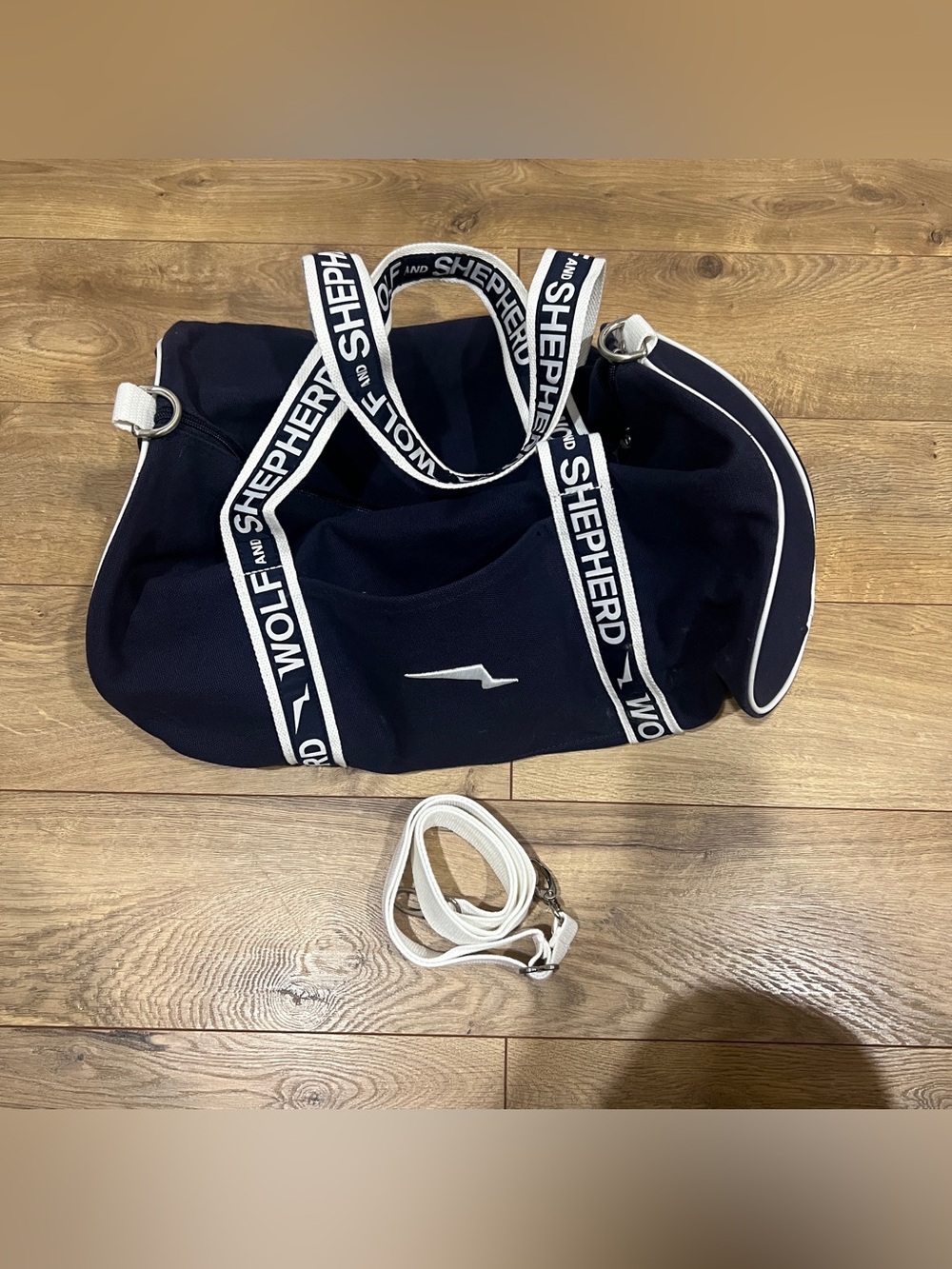 Wolf and Shepherd Duffle Bag Blue